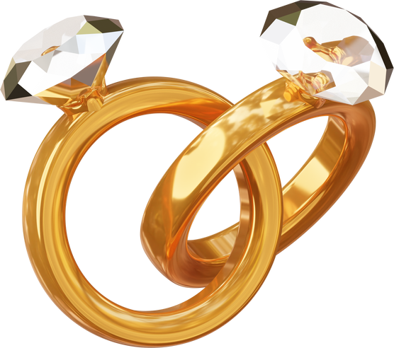 3D Couple Rings Illustration